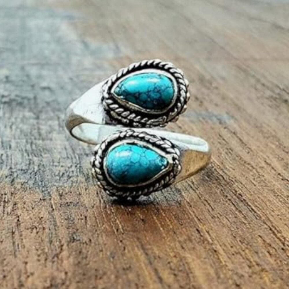 Turquoise Statement Resizable Ring - image 2